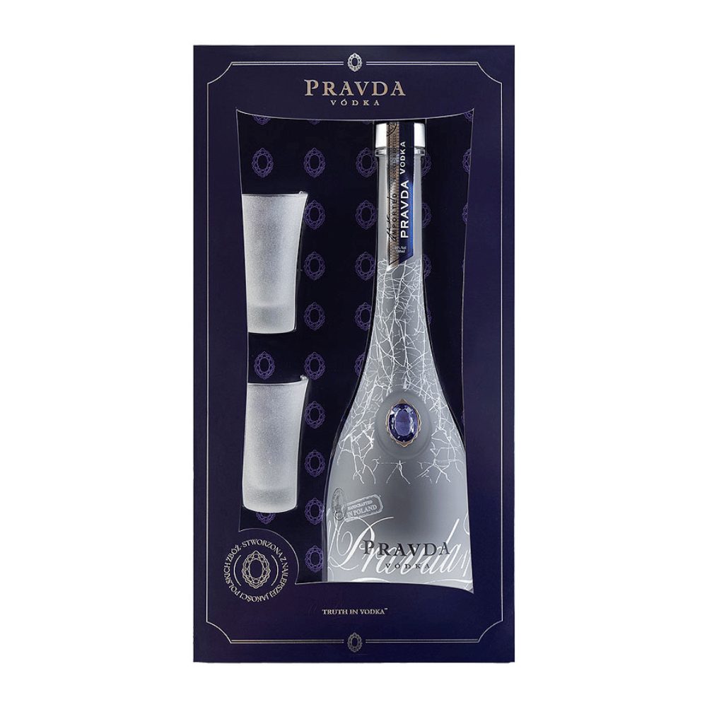Wódka Pravda 40% 700 ml + Kieliszki