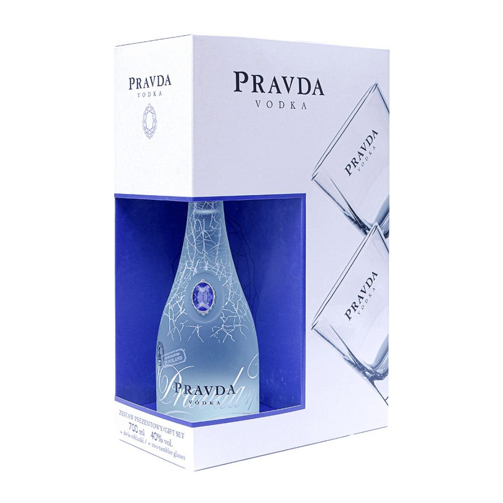 Wódka Pravda 40% 700 ml + 2 szklanki